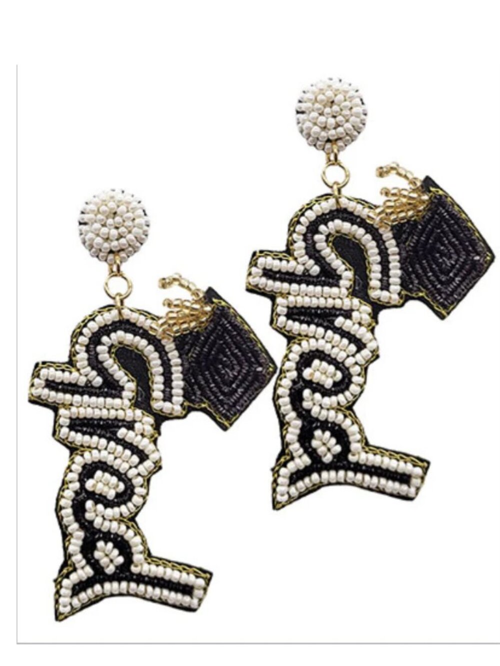 NEW Seed  Beaded GRADUATION Statement Earrings